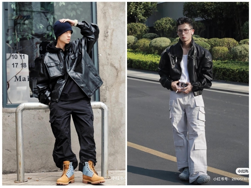 phối đồ với áo da nam