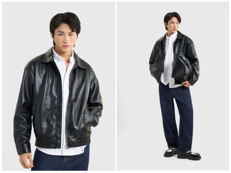 phối đồ với áo da nam