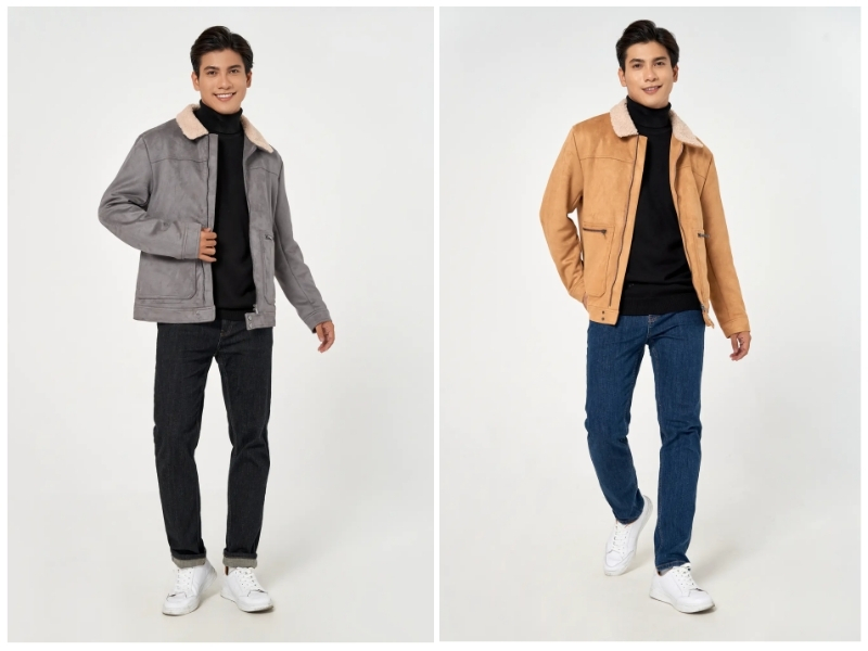 phối đồ với áo da nam