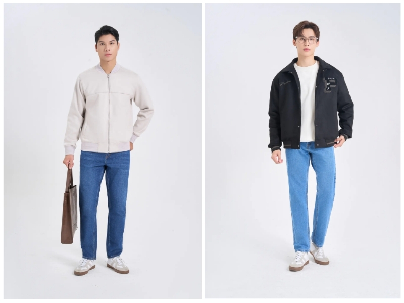 phối đồ với áo da nam