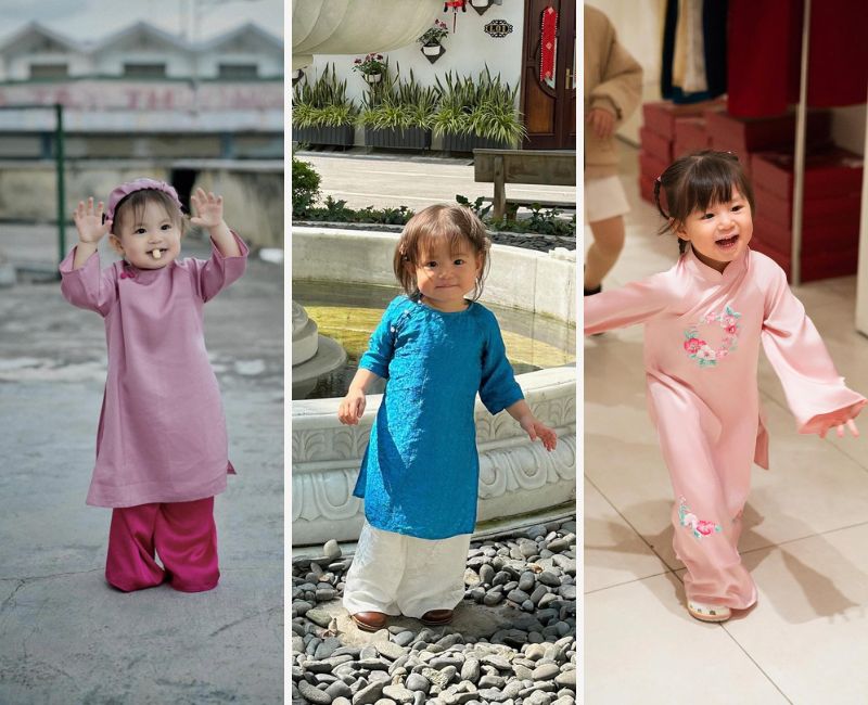 chọn kiểu dáng áo dài cho bé