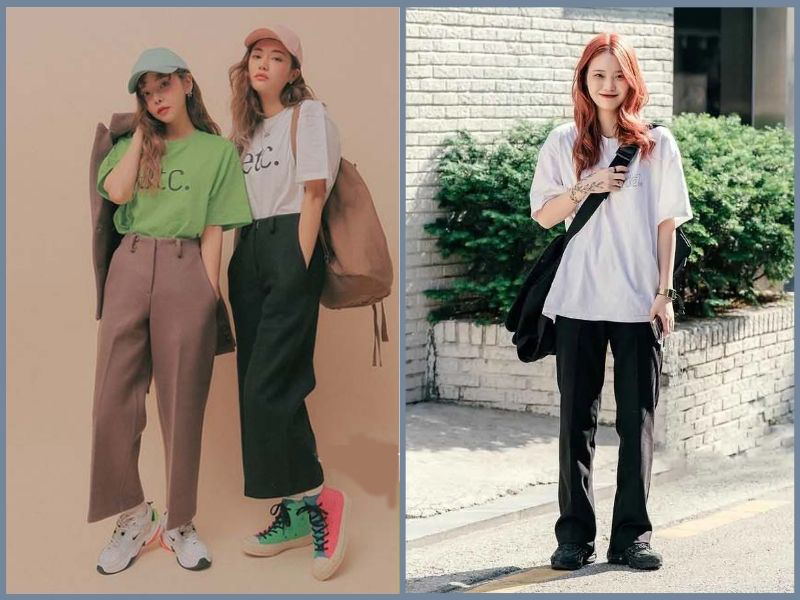 mix đồ với áo phông oversize nữ