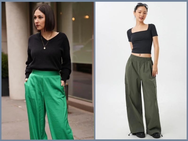 Áo thun đen mặc với quần màu gì nữ