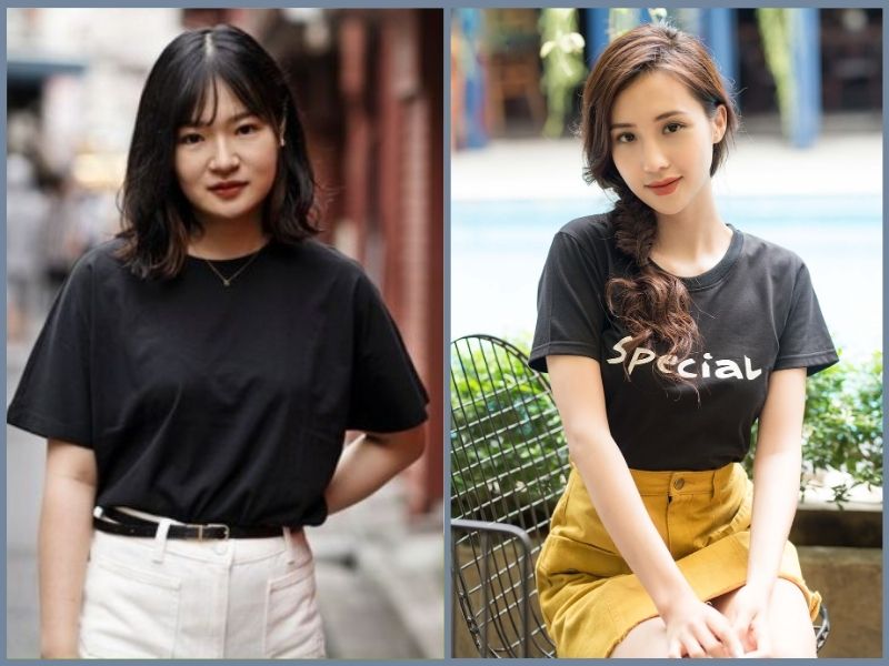 Áo thun đen mặc với quần màu gì nữ