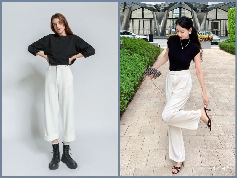 Áo thun đen mặc với quần màu gì nữ