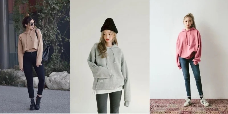 Áo hoodie + Quần skinny jeans