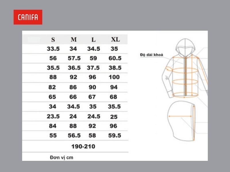 size áo khoác nữ