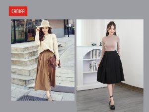 phối đồ với chân váy chữ a dáng dài