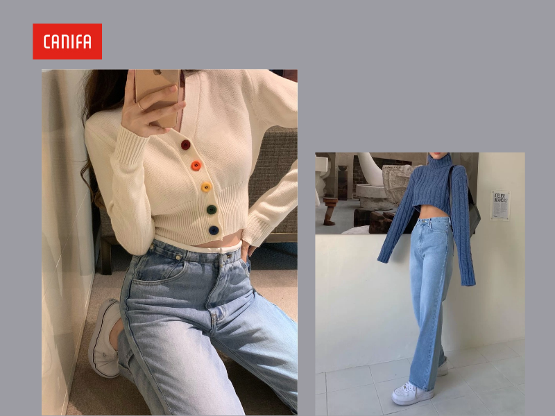 phối đồ với áo len croptop