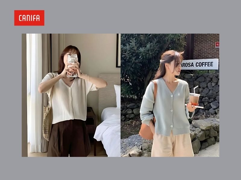 cách phối áo khoác len cardigan