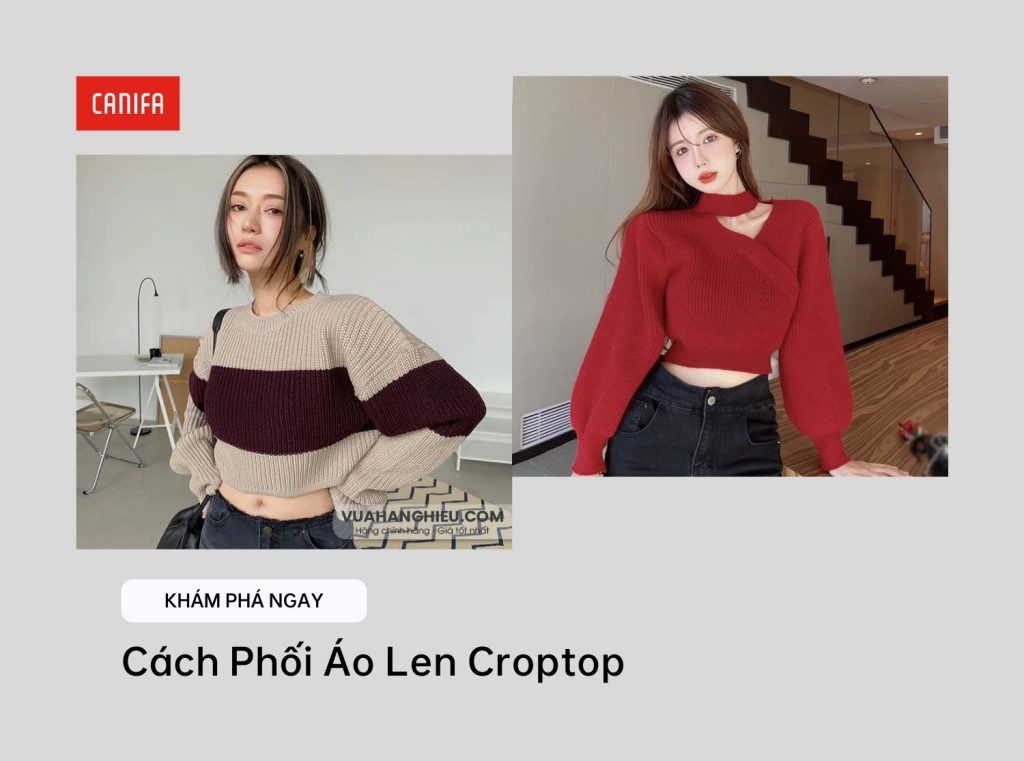 Cách phối áo len Croptop