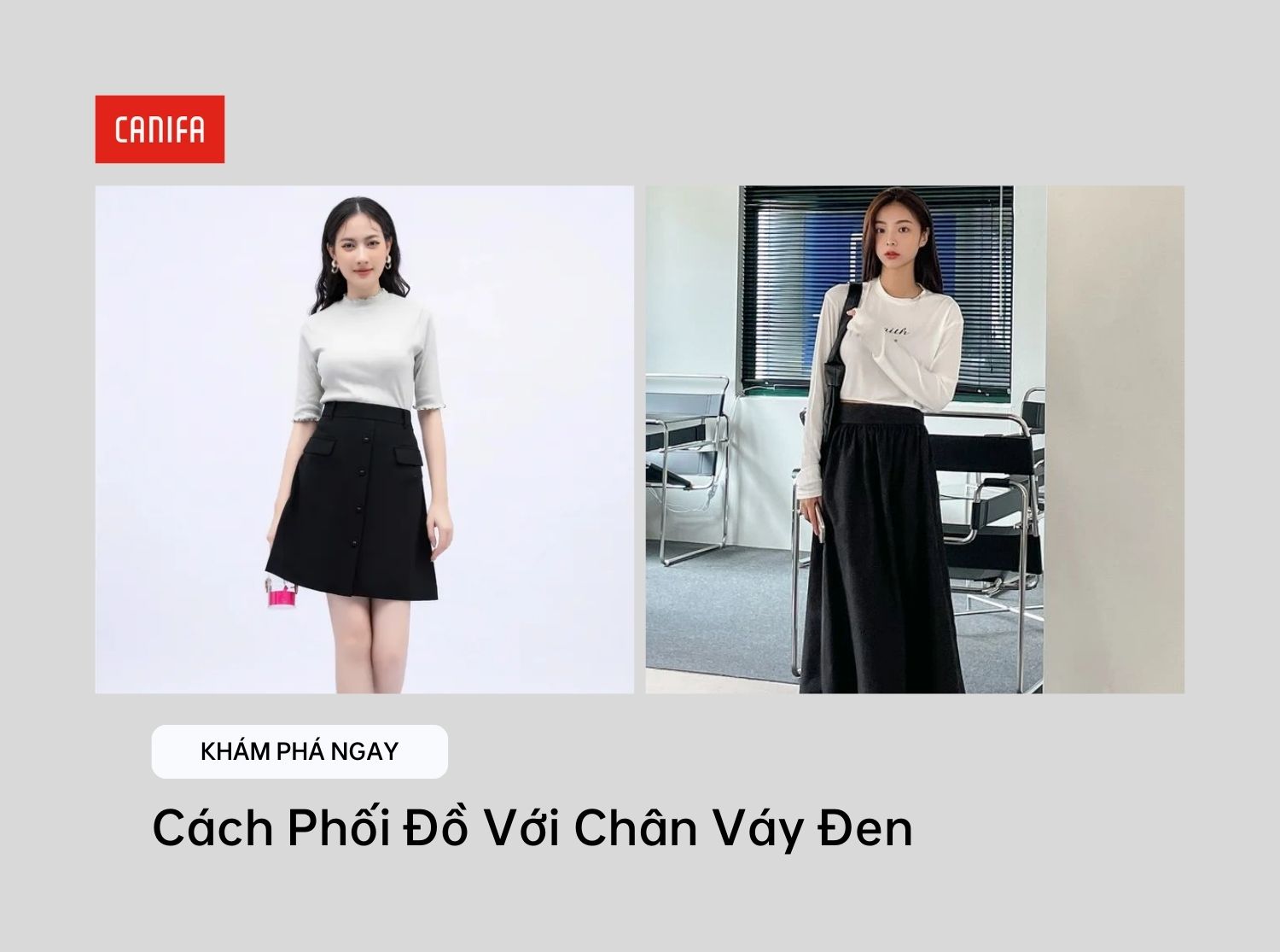 cách phối đồ với chân váy đen