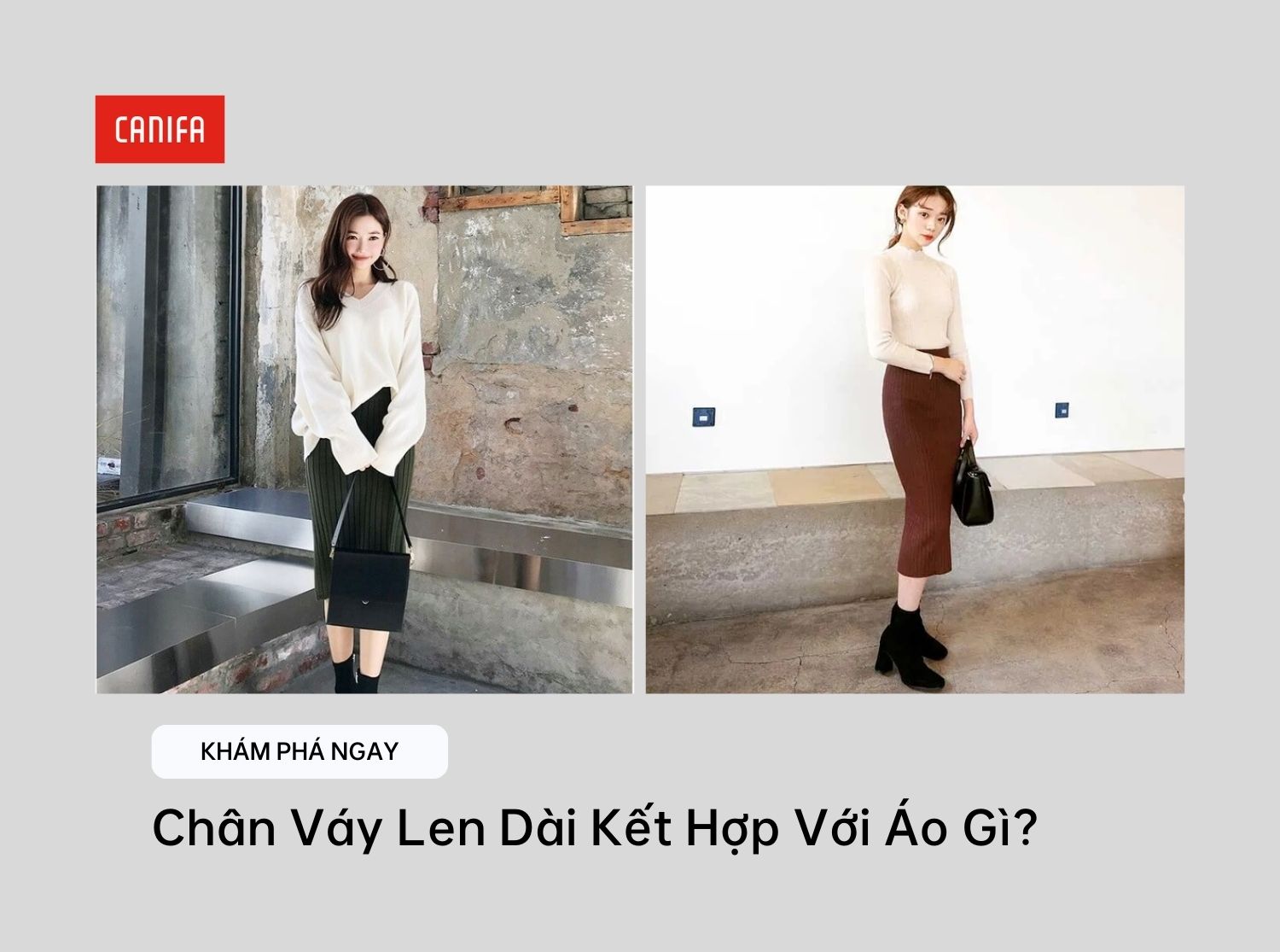 chân váy len dài kết hợp với áo gì