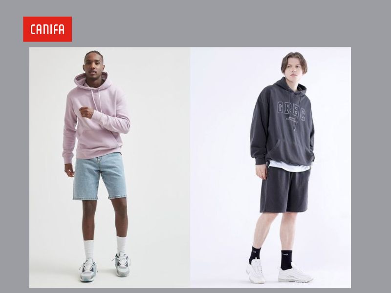 phối đồ với áo hoodie nam cùng quần short