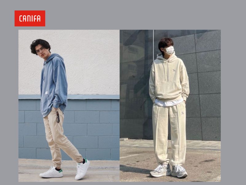 phối giày sneaker với áo hoodie nam