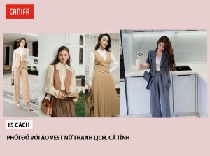 phối đồ với áo vest nữ