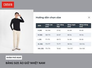 bảng size áo giữ nhiệt nam