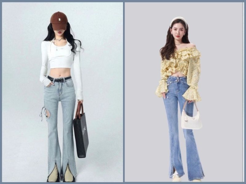 quần ống loe mặc với áo gì