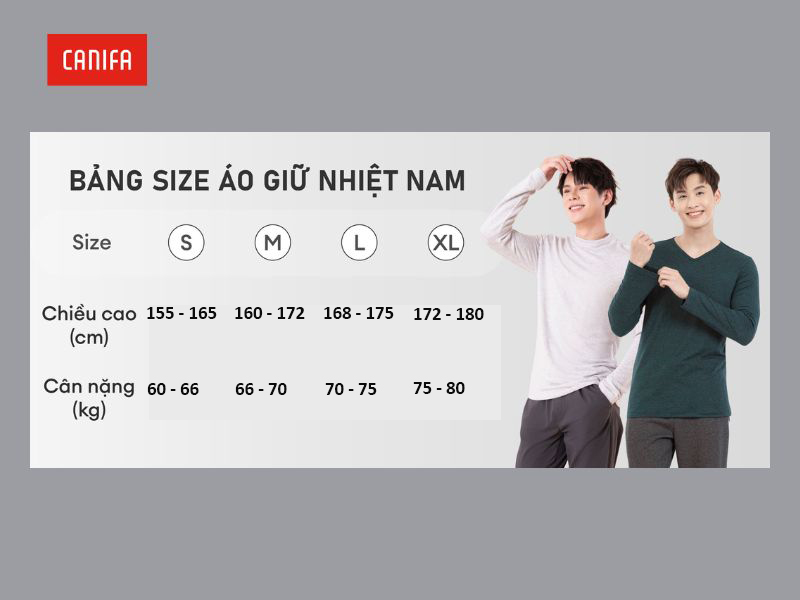 bảng size áo giữ nhiệt nam tokyolife