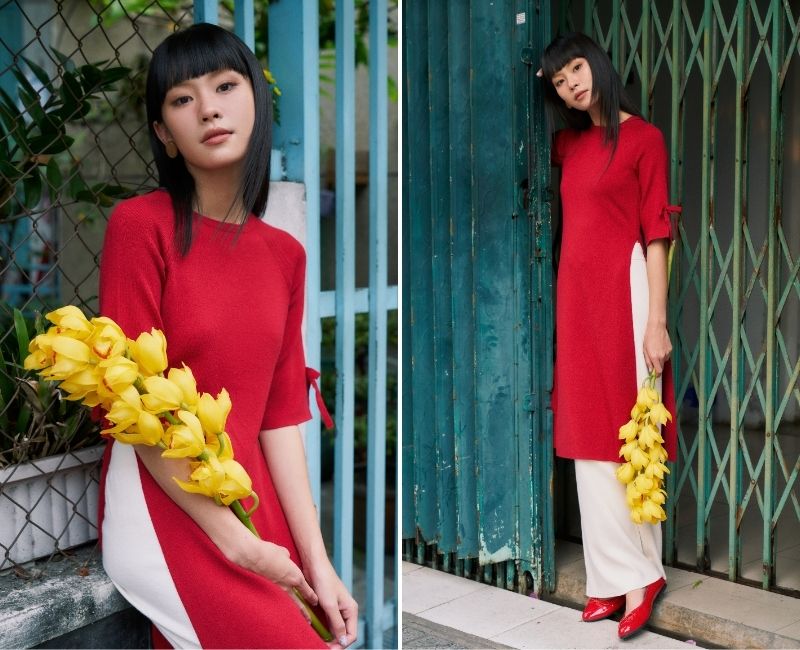 Tạo dáng chụp ảnh áo dài tết