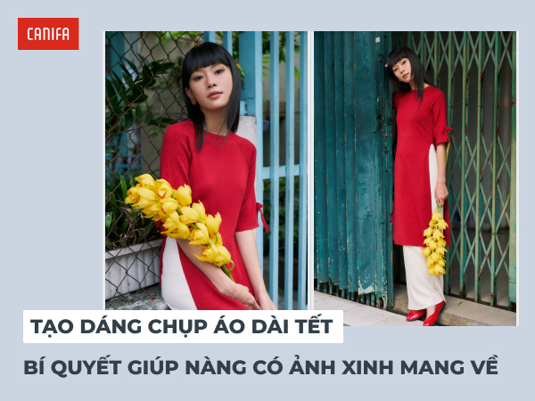 tạo dáng chụp ảnh áo dài tết