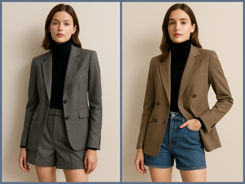 áo len cổ lọ với áo vest