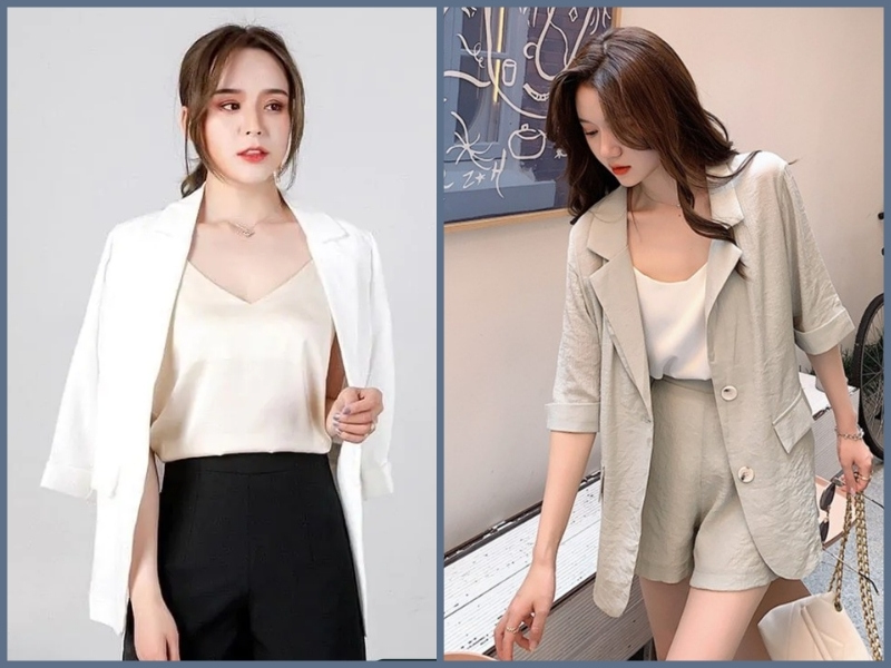 Phối quần short với áo hai dây