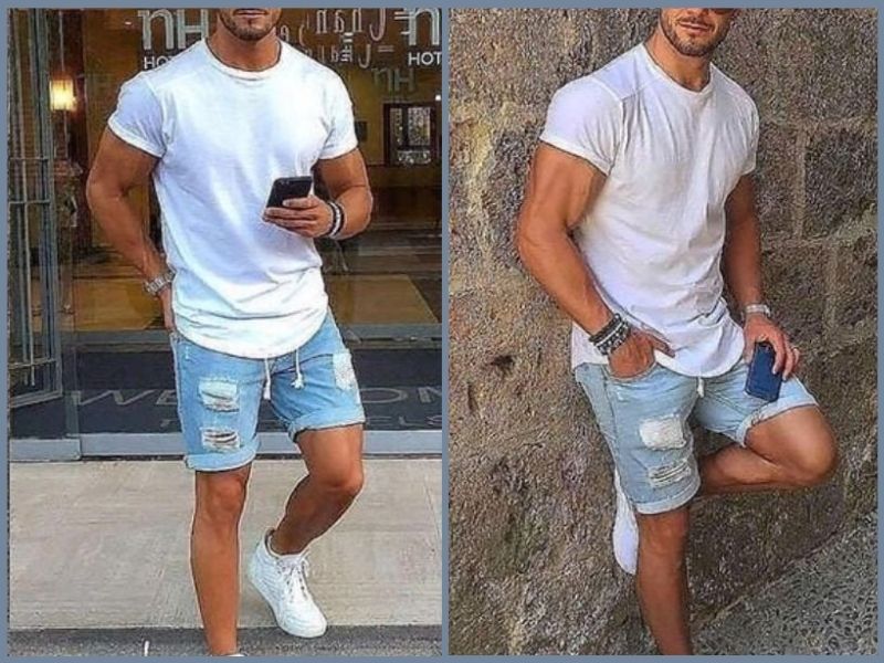 phối đồ với quần short jean nam
