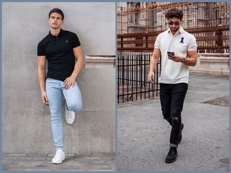 phối đồ với quần jean ôm nam