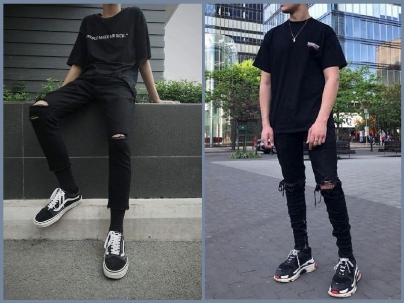 áo thun đen mặc với quần màu gì nam