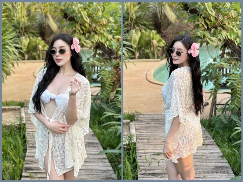 cách phối đồ đi biển cho nấm lùn