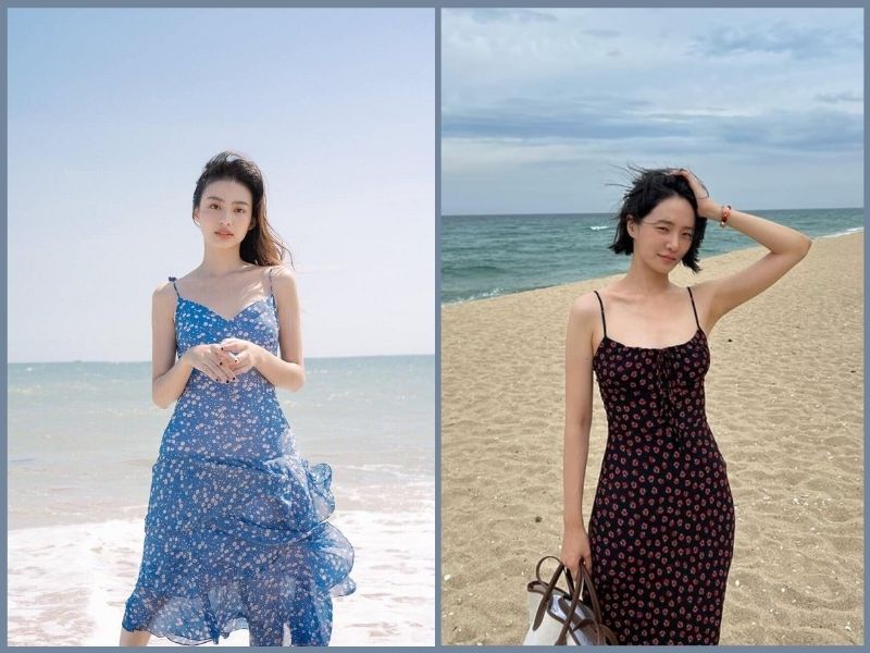 phối đồ đi biển cho người lùn