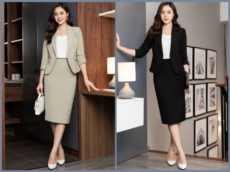 phối vest với áo thun nữ