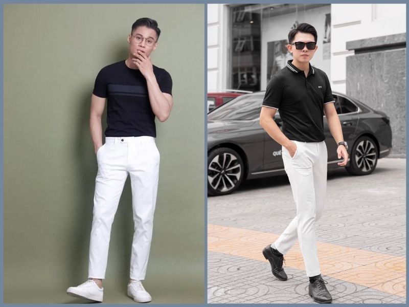 phối đồ nam quần trắng