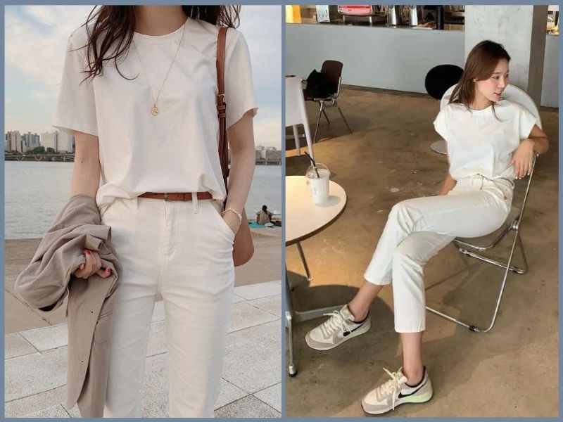 phối đồ với quần trắng nữ