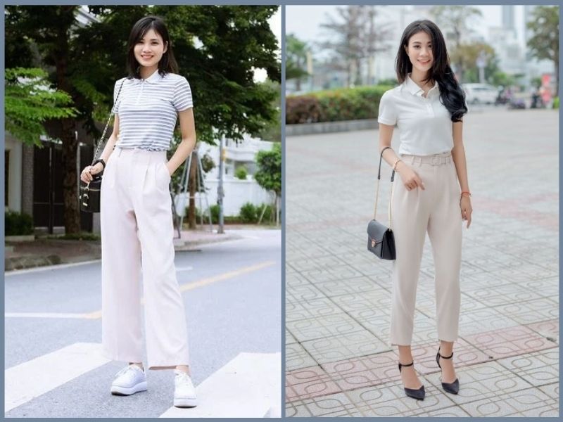 quần trắng phối với áo gì nữ