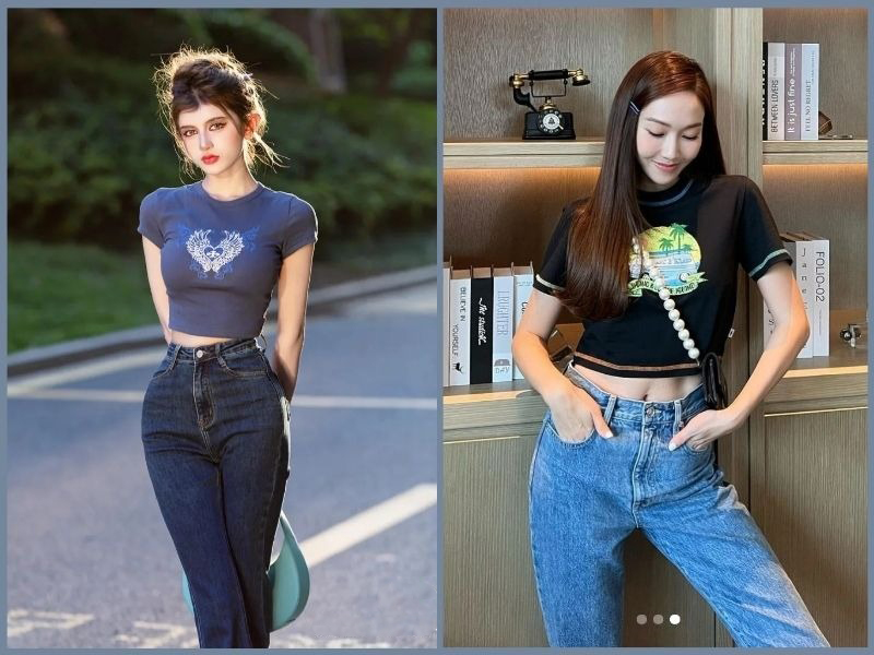 áo babytee mặc với quần gì
