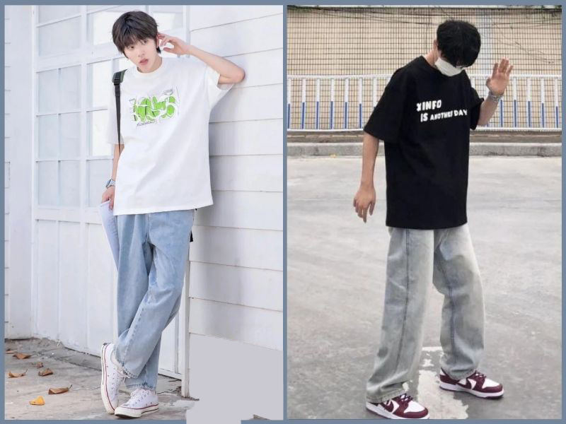 cách phối áo thun oversize nam