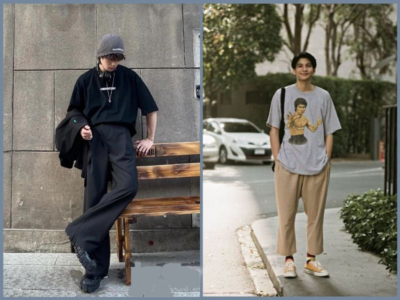 mix đồ với áo phông oversize nam