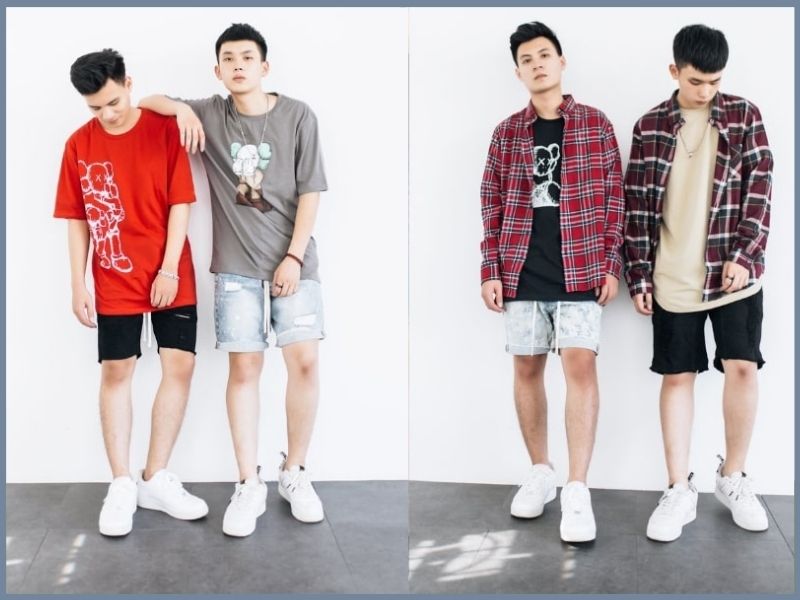 phối đồ với áo thun rộng nam