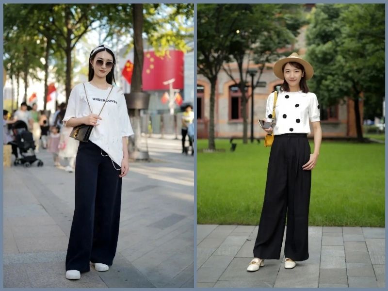 phối đồ với quần ống suông nữ