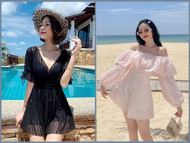phối đồ đi biển cho người lùn