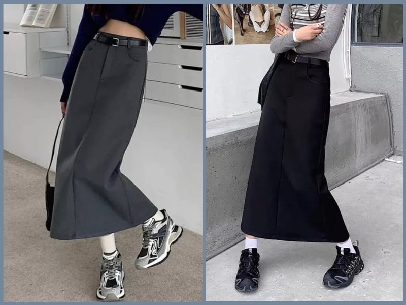 chân váy dài cho người lùn