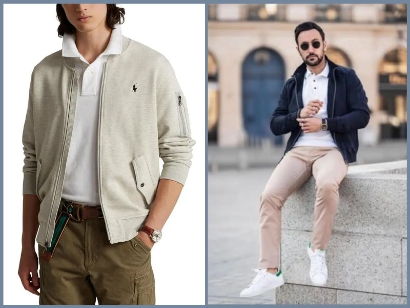 phối đồ với áo polo trắng nam