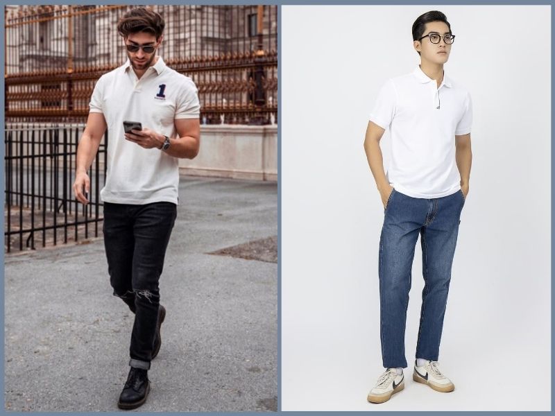 áo polo trắng mặc với quần gì