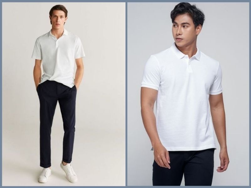 áo polo trắng phối quần gì