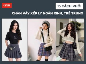 phối đồ với chân váy xếp ly ngắn