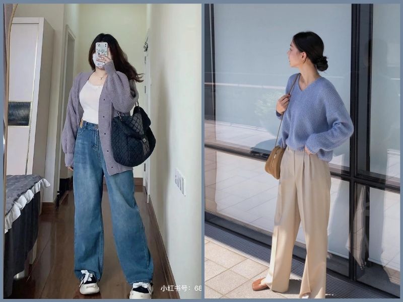 cách phối quần jean ống rộng cho người mập