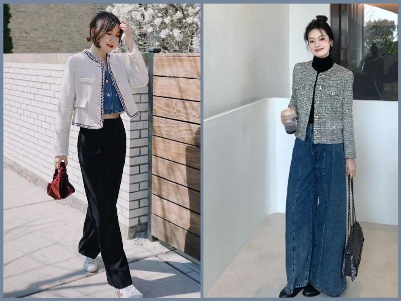 cách phối đồ với quần ống rộng cho người lùn