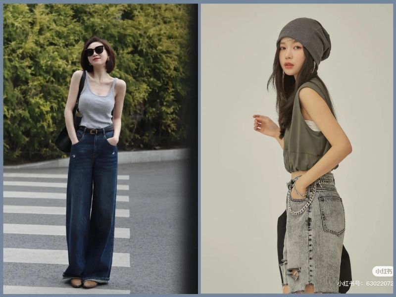 cách phối quần ống rộng cho người lùn